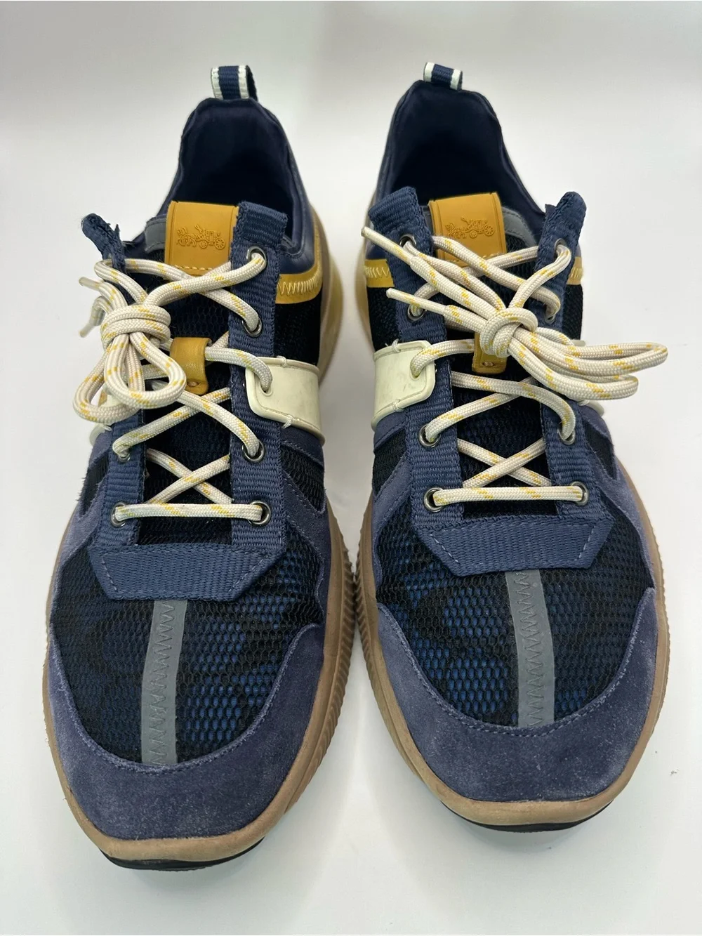 Coach  Navy, Tan & Cream Lace-Up Sneakers